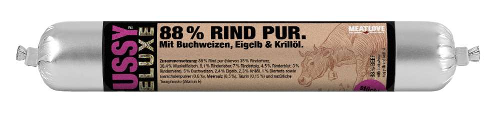 100g Rind PUR mit Buchweizen, Eigelb und Krillöl stückig